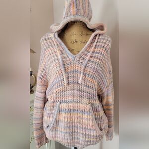 Aerie Pastel Striped V-Neck Sweater